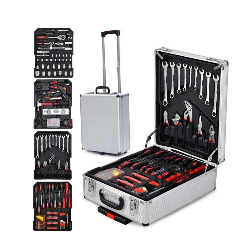 186 sets of Aluminum Alloy Box Tool Set Hardware Tool Set Bar Box Set Tool Retail Wholesale With advanced box mx 6600 10 digits two line labeller price tag label 2 lines for retail store pricing tag display tool roller dropship