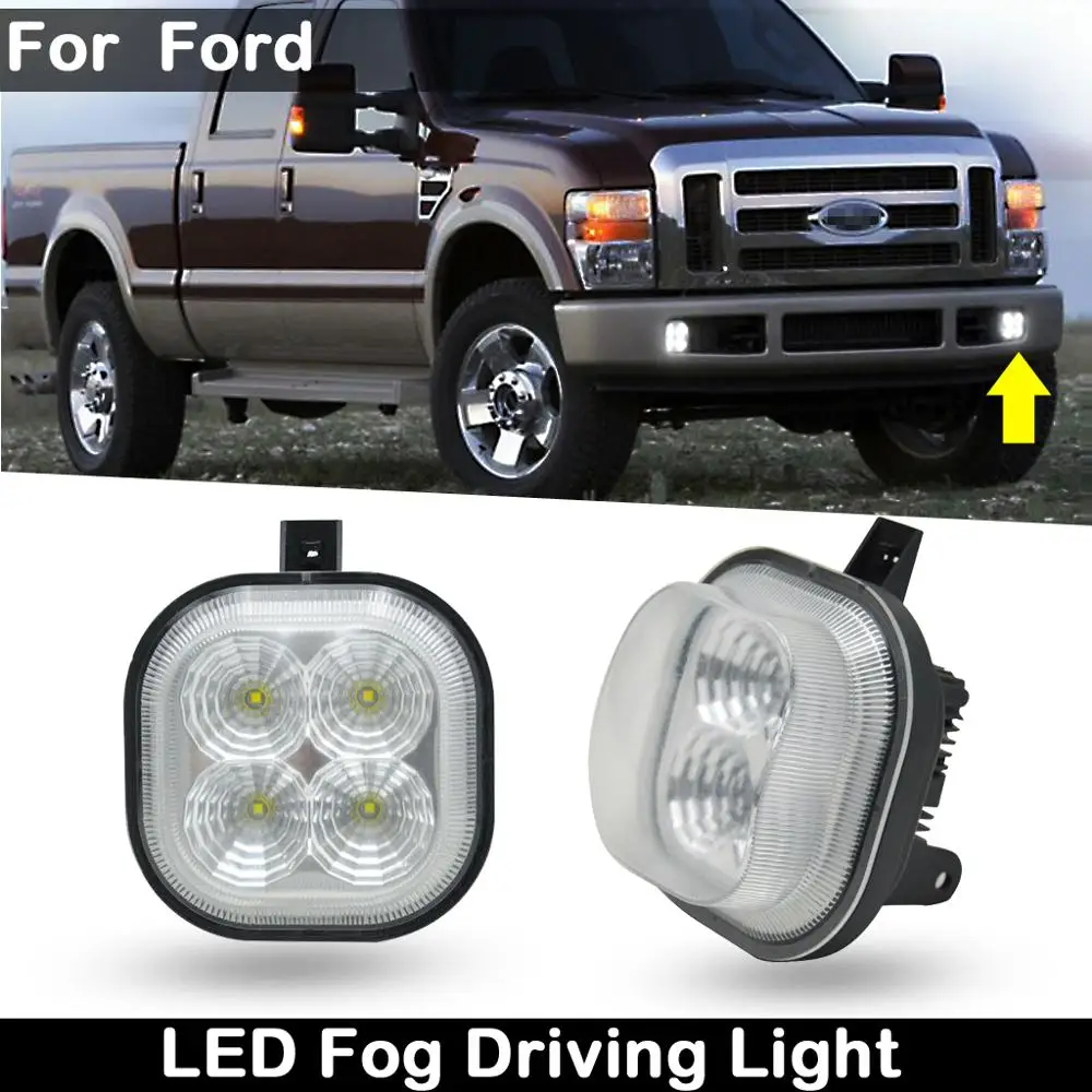 

2Pcs For Ford F250/F350/F450 1999-2016 Excursion 2001-2004 CLear Lens High Brightness White LED Fog Driving Light