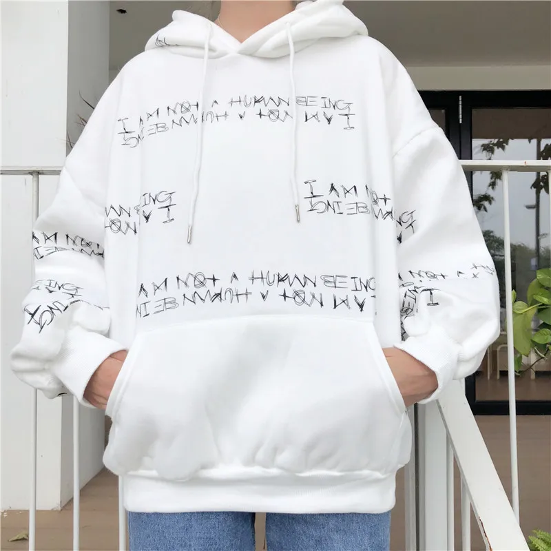  Letter Print Hooded Hoodies Sweatshirt Gothic Hoodies Women Oversized Streetwear Stranger Things Ha