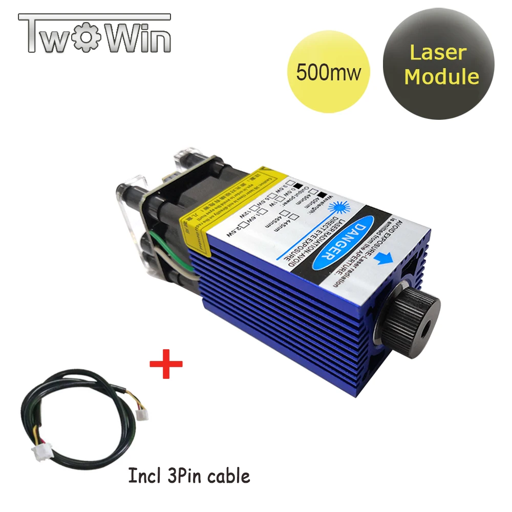 

500mW 405nm Adjustable Focus Blue Laser Module Laser Engraving and Cutting TTL Control PWM Laser