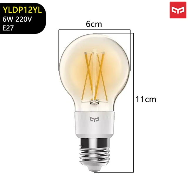 Original Yeelight Smart LED Bulb E27 6W Home Life Filament Light Wifi Remote Control Work With Mijia APP Google Assistant Alexa 