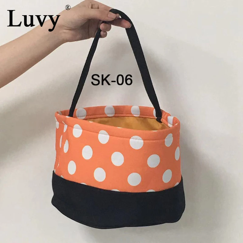 

Luvy Halloween Bucket 100pcs/lot Halloween Basket Canvas Handbag Christmas Kids Gift Personalized Party Decoration Handmade Tote