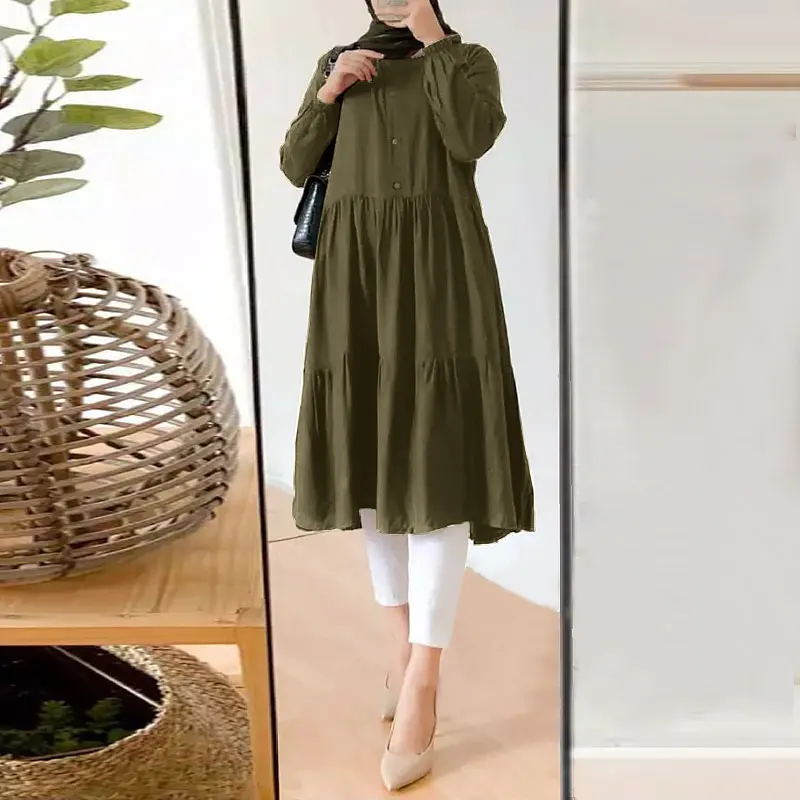 New Fashion Midi Shirt Top Dress - Image 4