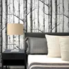 Rustic Wood Grain Not self-adhesive Wallpaper Black White Birch Tree Forest Wall Stickers Contact Paper Branches Trunk Wallpaper ► Photo 2/6