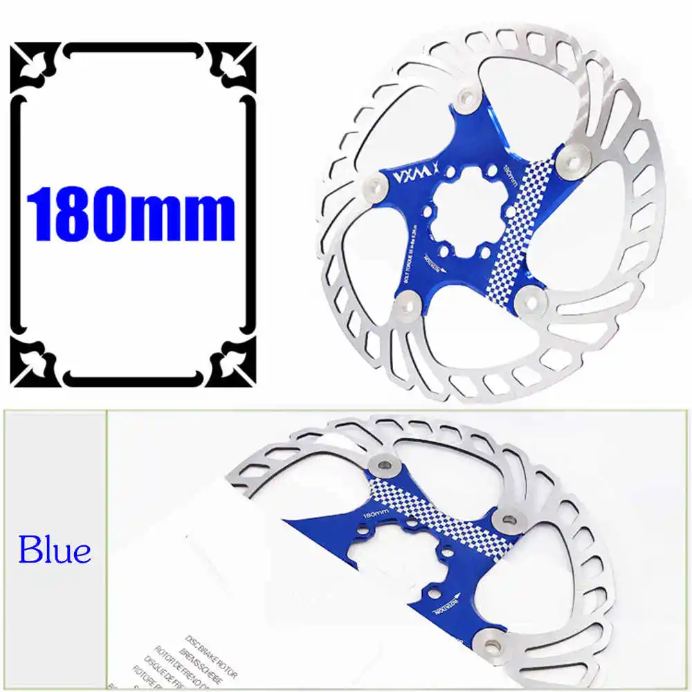 180mm Blue Велосипед vxm плавающие дисковые тормоза поплавок/сверхлегкий MTB велосипедные тормозные колодки с шестью отверстиями дисковые роторы 140/160/180/203 мм Запчасти для велосипедов - Цвет: 180mm Blue