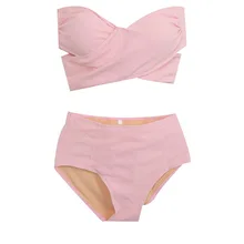 Корейский стиль стиль розовый сладкий треугольный с высокой талией купальник треугольной формы, бикини