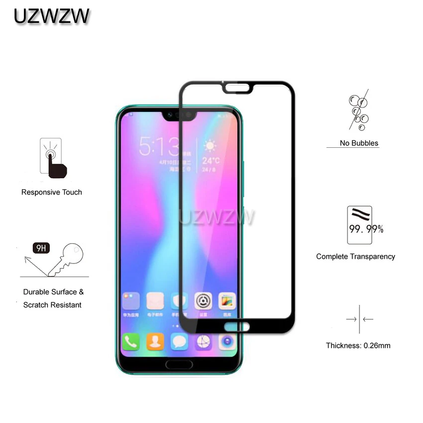 2 шт закаленное стекло для huawei Honor 10(5,84 дюйма) полное покрытие защита экрана защитное закаленное стекло для huawei Honor 10