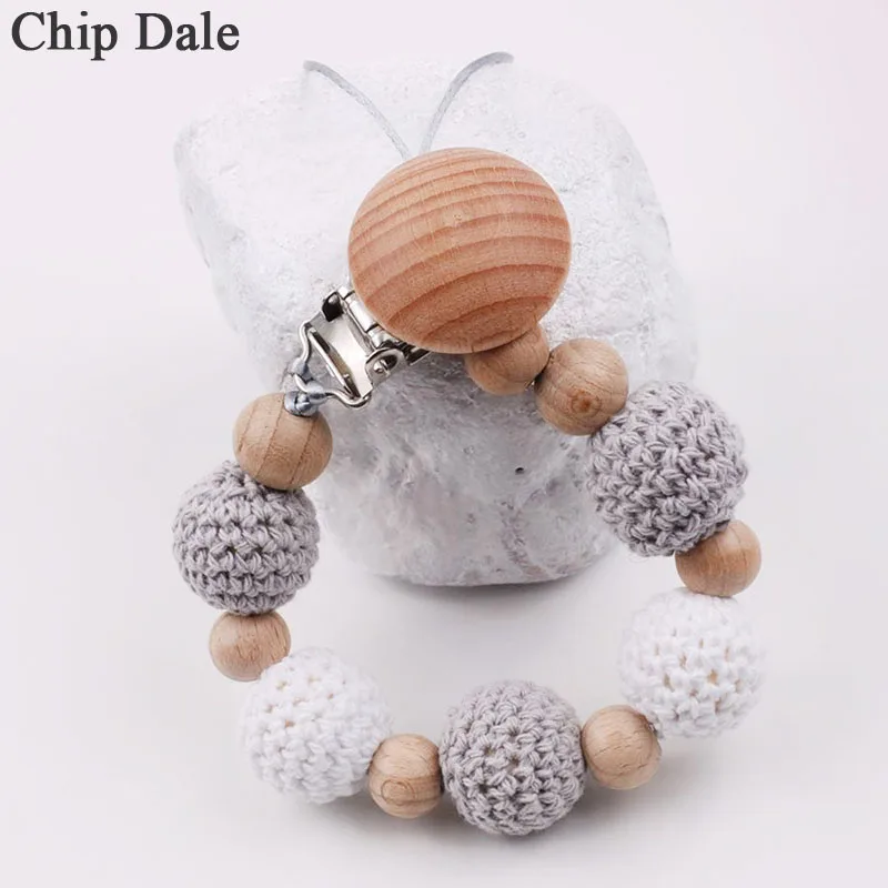 Chip Dale Crochet Beads Pacifier Holder Clips Baby Pacifier Chain Teether Nipple Chain Hand Made afbeelding