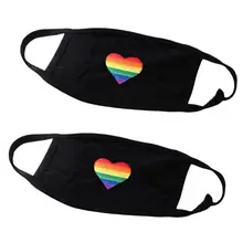 Унисекс Пылезащитная маска для рта с радужными полосками и сердечками