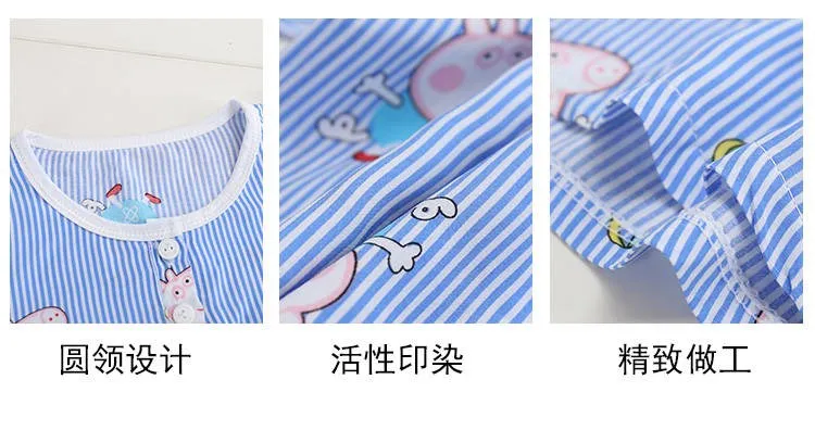 Летние Детские Bourette Pyjamas комплект нижнего белья для детей короткий рукав, из вельвета, для мальчика Детский жакет из денима для девочки; хлопковая Шелковая пижама из искусственного хлопка Кондиционер Hom