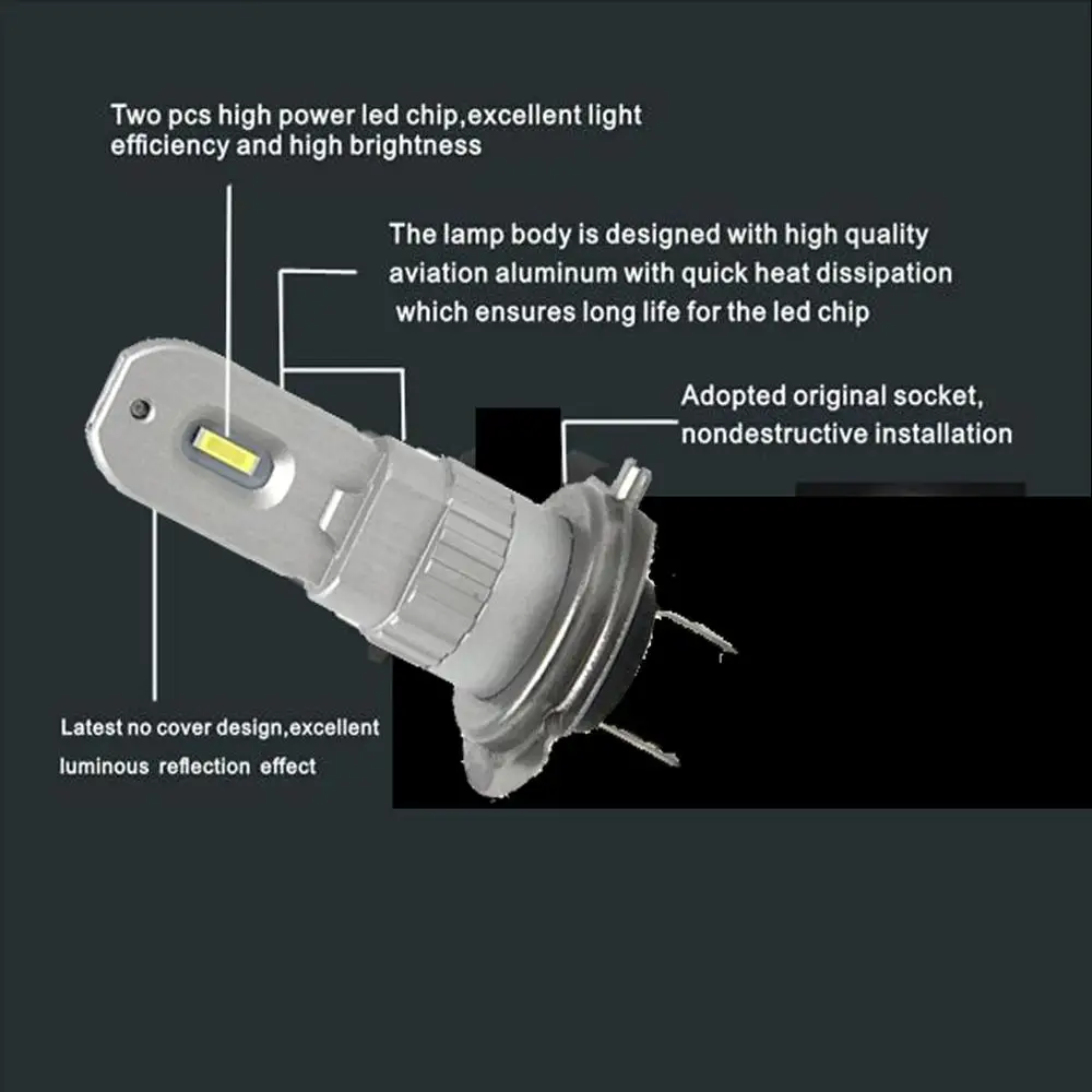 YOTONLIGHT 2 шт. 1:1 дизайн H7 светодиодные лампы автомобильные лампы светодиодные для фар H7 противотуманные фары автомобильные ходовые огни 40 Вт 6000лм 12 В 6500 К