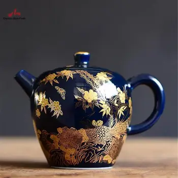 

Hand-painted Enamel Teapot 250ml Chinese Jingdezhen Ceramic Blue Painting Tea Pot
