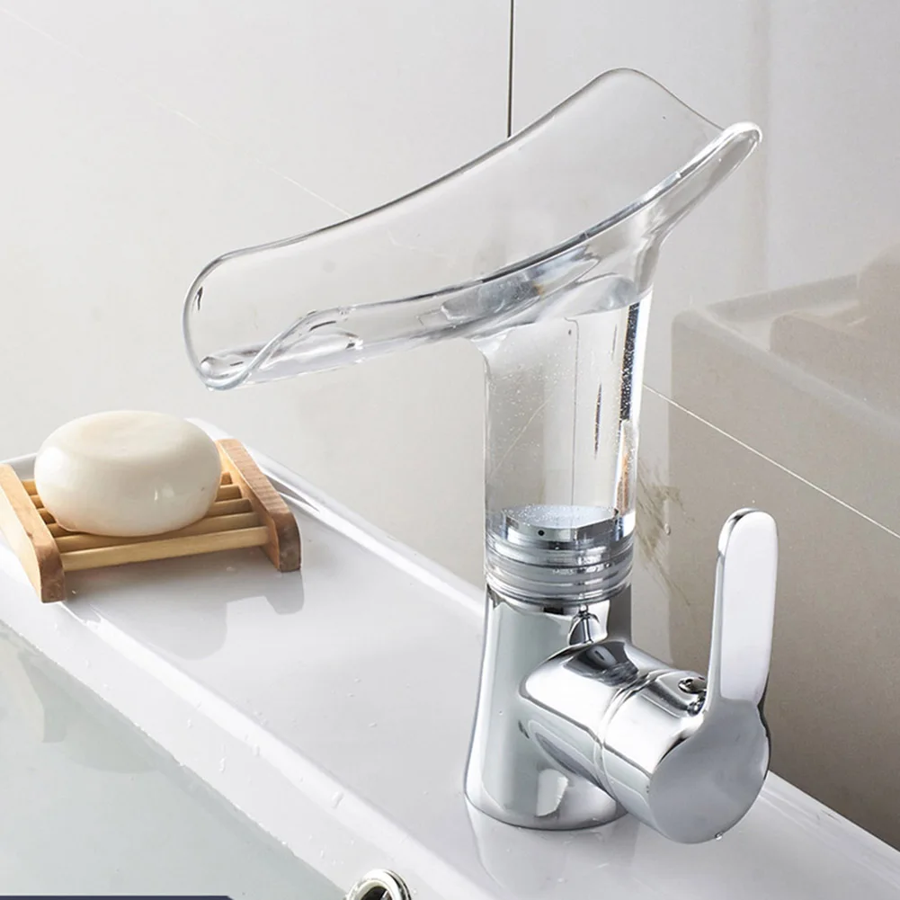 Transparent Deck Mounted Bathroom Basin Faucet Mixer Tap