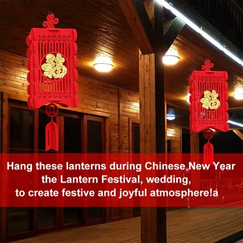 

2pcs Chinese Lanterns DIY Felt Chinese Red Hanging Lantern Ornaments Traditional Lunar New Year Spring Festival Home Decorations