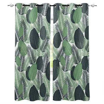 

Nordic Green Tropical Plants Curtains Window Living Room Curtains High Blackout Curtain Thick