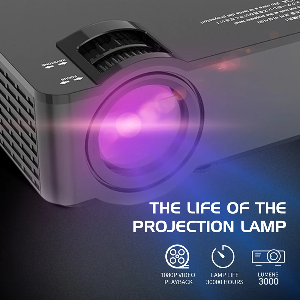 US $102.51 Portable Video Projector 43 Inch Smart Projector Watch Movie Home Theater Home Cinema Wireless Same Screen