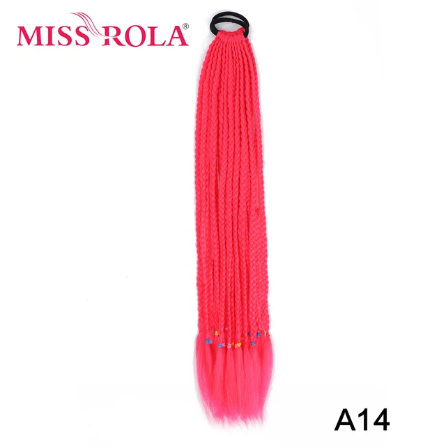 Synthetic Chignon Hair 60cm Hair Color Gradient Dirty Braided Ponytail Women Elastic Hair Rubber Band Hair Accessories Headband A14