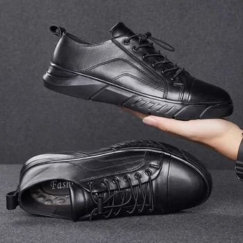 

Large size 38-48 Men Casual Shoes Genuine Leather shoes mens Designer solid Classic Fashion Male Lace up Flats shoes men