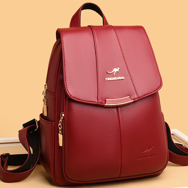 De piel de marca tipo canguro Para Mujer, morral tipo canguro de cuero de marca, de diseño de lujo, bolso de viaje, bolso escolar grande a la moda, 2021|Mochilas| - AliExpress