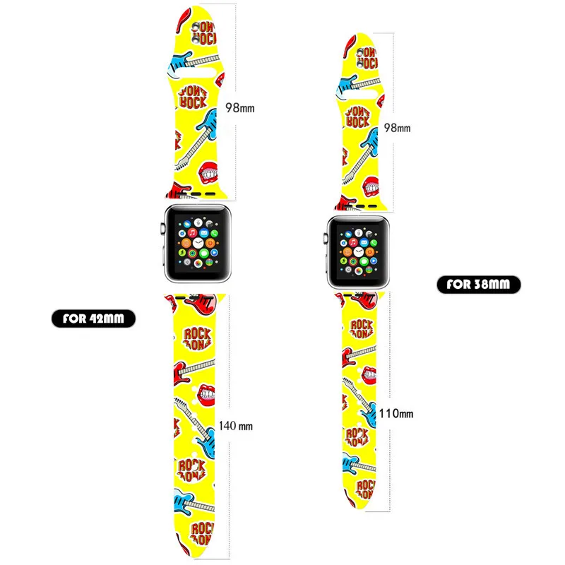 Ремешок для Apple watch силиконовый 38 мм 42 мм iwatch4 с 44 мм 40 мм цветочный принт ремешок браслет Регулируемая Замена Apple Watch4321