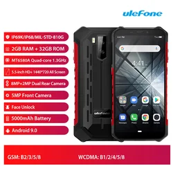 Ulefone Armor X3 смартфон с 5,5-дюймовым дисплеем, четырёхъядерным процессором MTK6580, ОЗУ 2 Гб, ПЗУ 32 ГБ, 5,5 мАч, 8 Мп, Android 9,0