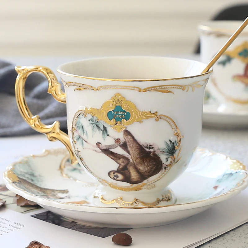 Британские джунгли керамическая Европейская чашка для кофе набор тарелок набор бытовой роскошный день Камелия небольшой емкости чай кружки с ложкой