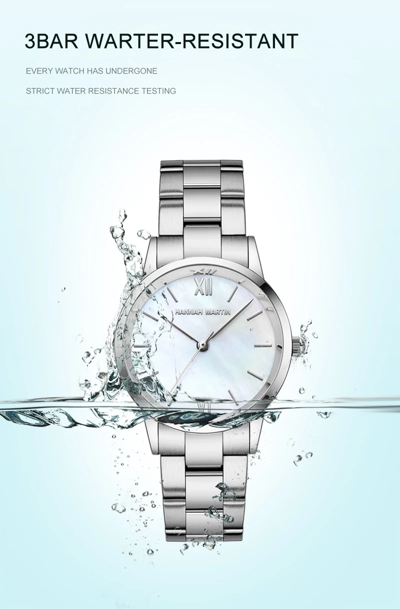 2021 NEW Japan Quartz Pearl Oyster Jade Stone White Shell Waterproof Ladies Full Stainless Steel Classic Wrist Watches for Women