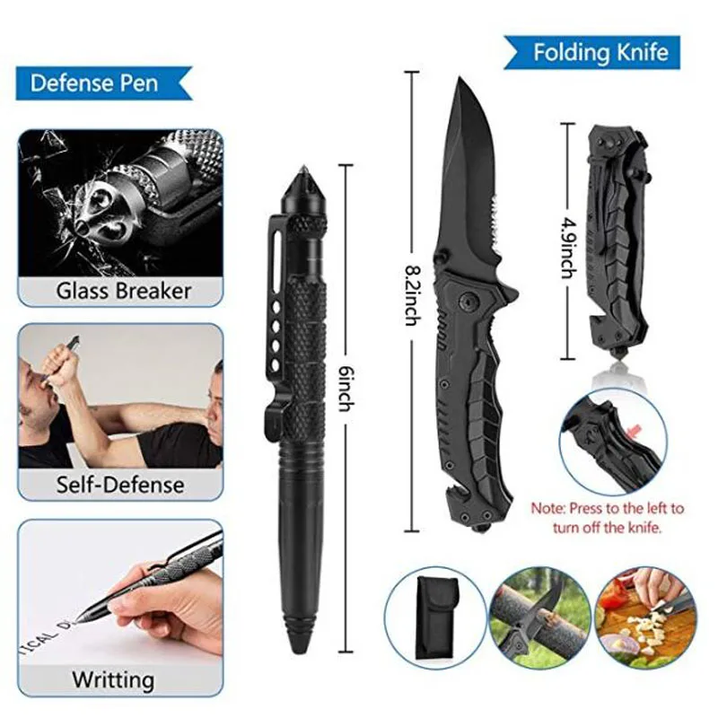 Tanie Zestaw pierwszej pomocy 47 sztuk Survival apteczka SOS Tactical tools latarka nóż z pokrowiec molle na Camping Adventures