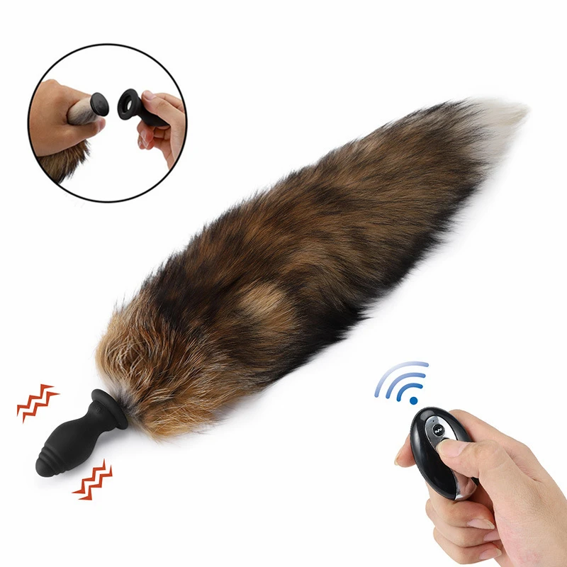 Wireless Foxes Tail Anal Plug Vibrator Remote Anus Dilator Sex Toys For Woman Gay Butt Vibrating ButtPlug Erotic Adult Sexy Shop |