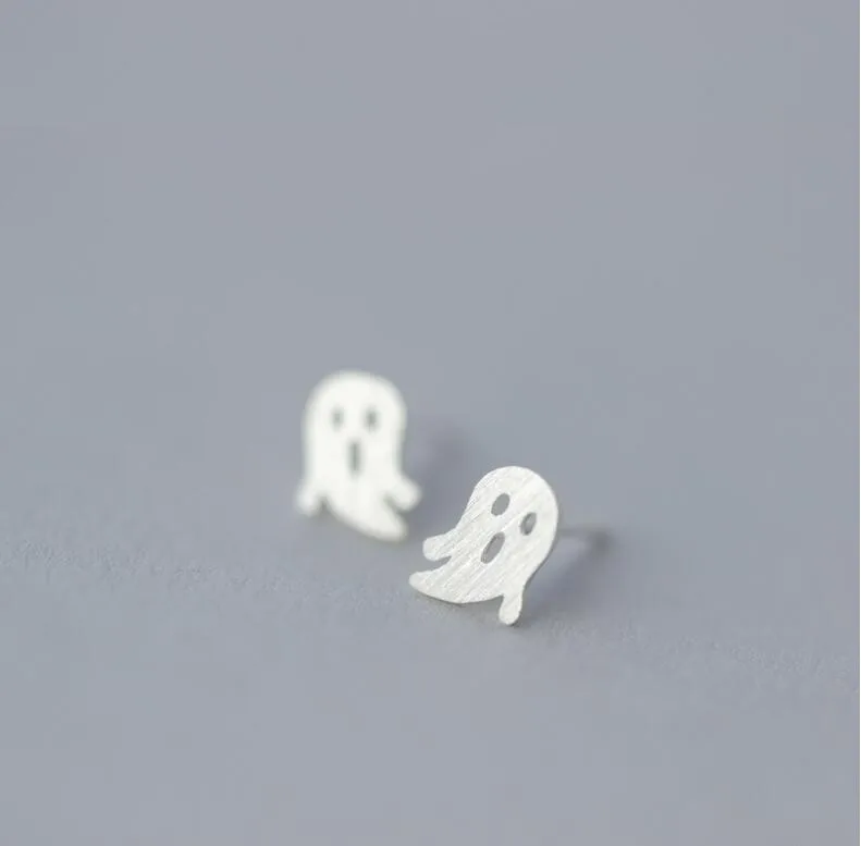 925 Sterling Silver Earrings Classic Animal Matte Ghost Stud Earrings for Women 2016 Fashion Party 925 Silver Earrings