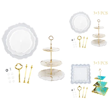 

3 Tier Cake Fruit Stand Silicone Resin Tray Molds Irregular Mold DIY Craft Home Decoration