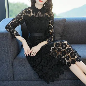 

Boollili Spring Summer Lace Dress Women Elegant Black Dress Party Midi Ladies Dresses Korean Clothes Vestidos