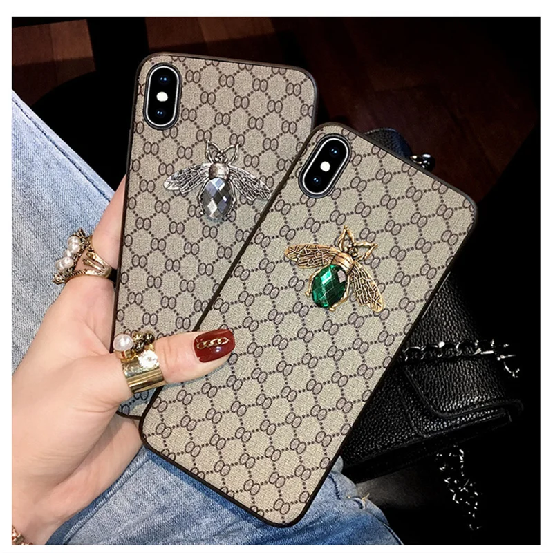 

Brand luxury for iphone 7 plus case gemstone bee phone cases for iPhone xr xs max 6 6s 7 8 plus Italy brand 3D bee diamond cover