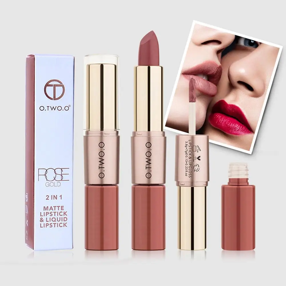 O.TWO.O 12 Colors Lips 2 in 1 Matte Lipstick Lip Gloss Waterproof Long Lasting Non-sticky Makeup Matte Lipstick Moisture Makeup O.TWO.O 12 Colors Lips 2 in 1 Matte Lipstick Lip Gloss Waterproof Long Lasting Non-sticky Makeup Matte Lipstick Moisture Makeup