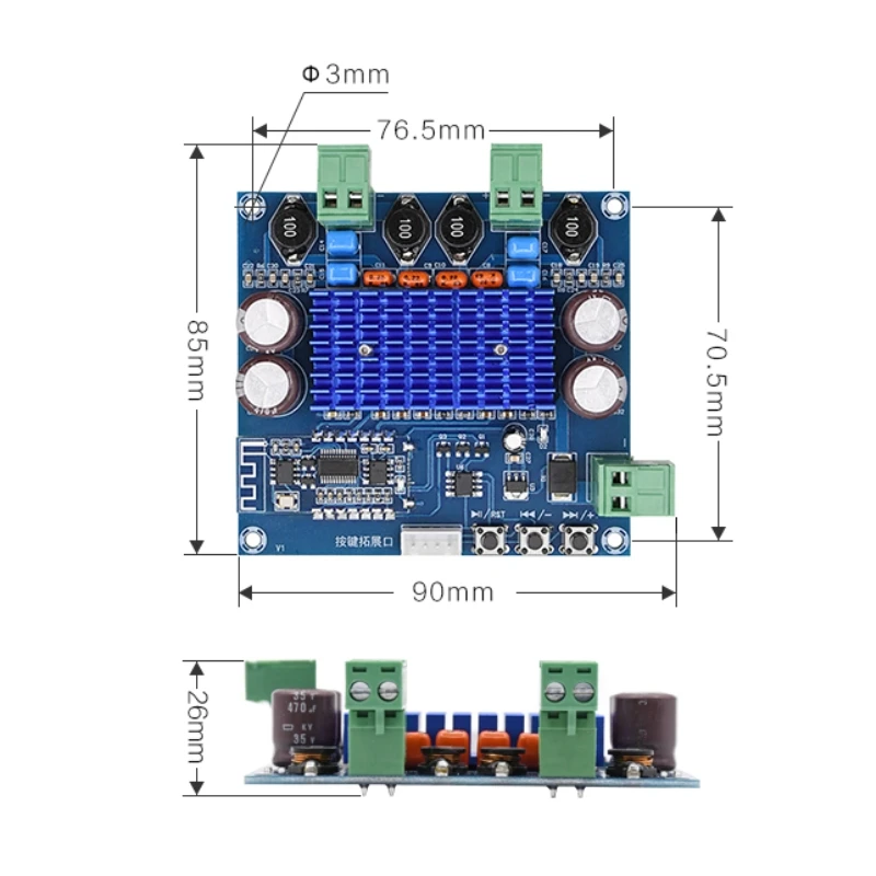 Беспроводной Bluetooth 5,0 TPA3116D2 цифровой усилитель мощности 2x50 Вт стерео аудио 12 в 24 В усилитель модуль amplificador XH-A308