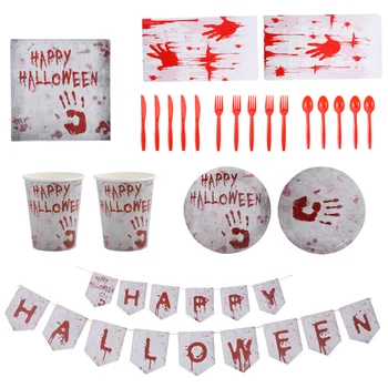 

1 Set of Bloody Tableware Bloody Table Set Halloween Tableware for KTV Party