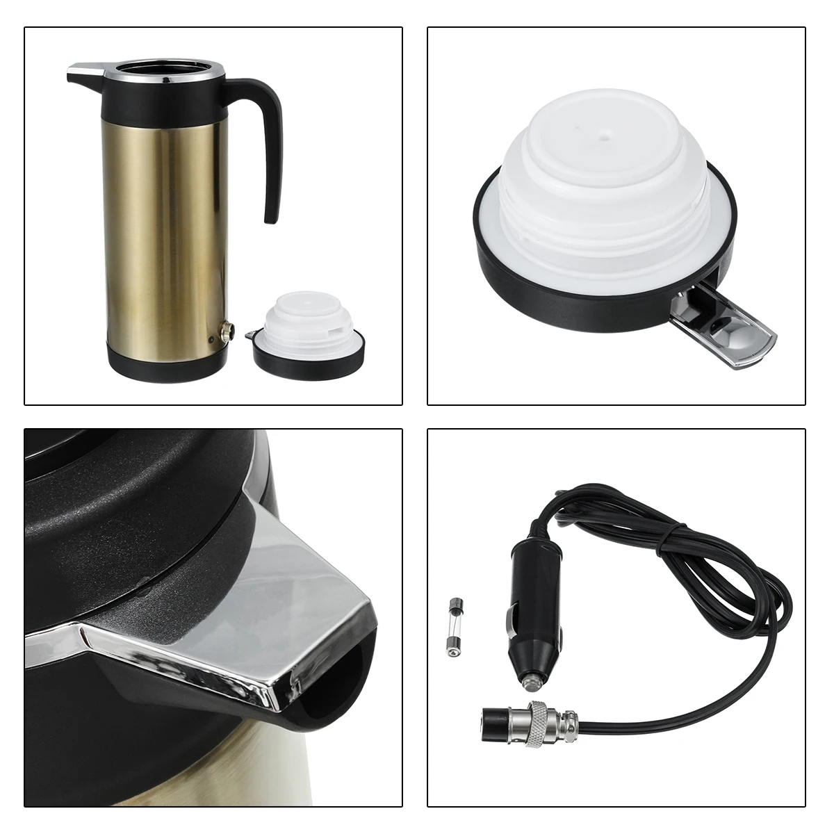 Goedkoop 1200ml 12V Auto Vrachtwagen Elektrische Verwarming Cup Thermostatische Waterkoker Rvs Auto Reizen Koffie Thee Kokend Mok Vacuüm kolf