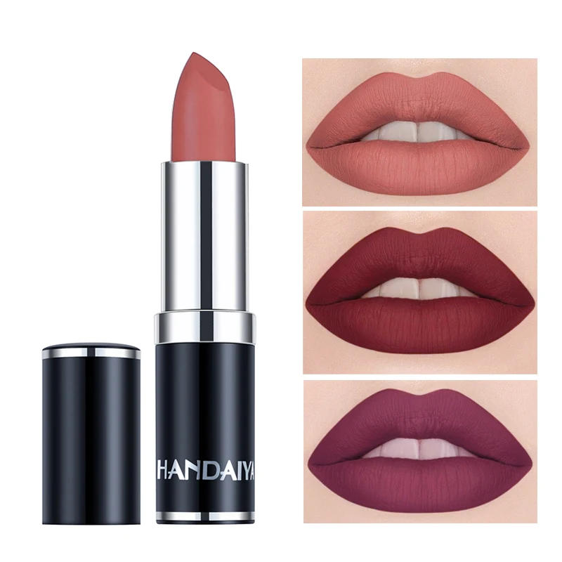 12 Colors Matte Lipstick Tubes Waterproof Long Lasting Sexy Purple Lipstick Makeup Silver Waterproof Nutritious Velvet