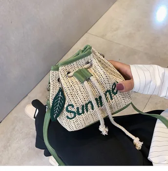 

Straw Bucket Small Bag Female Bag 2019 New Popular Summer Small Fresh Woven Bag Women Bag