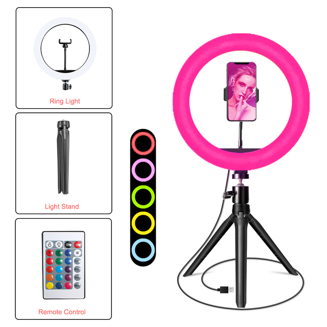 Light Profissional with Remote RGB Lampara Led Ring Lamp Light for Photography Photo Makeup Rgb Video Light Phone Holder
