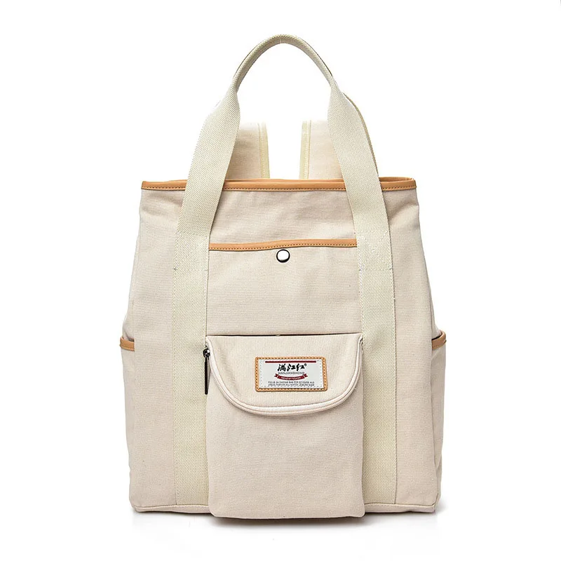 2020 new canvas women's backpack Korean version Travel Backpack simple solid color student bag