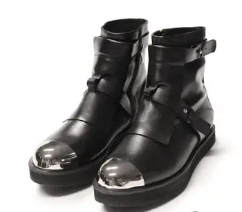 

New winter round toe men ankle boots men shoes fashion genuine leather zipper men's boots camouflage platform shoes