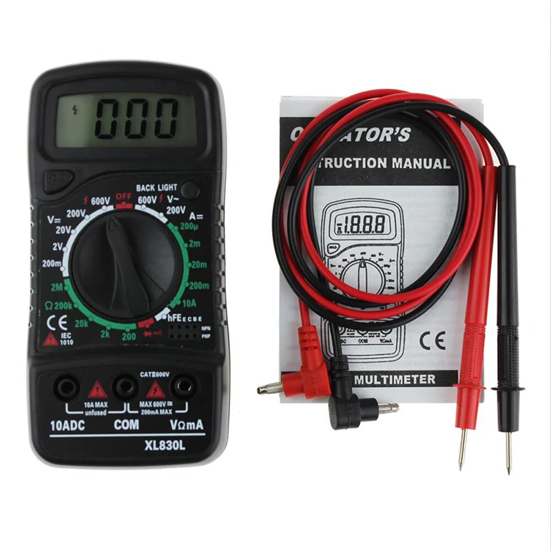 XL-830L Digital LCD Multimeter Voltmeter Ammeter AC/DC/OHM Volt Current Tester