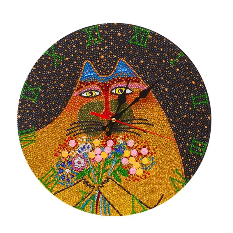 

5D Diamond Painting Cartoon Clock Embroidery Kit Round Rhinestone Painting for Diamond embroidery