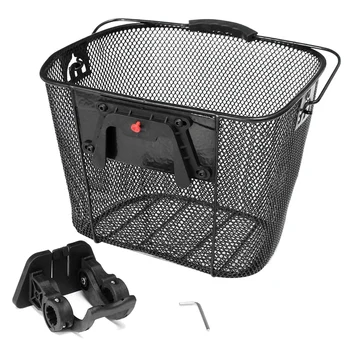 

Quality For Mountain Bikes Front Folding Baskets Bicycle Metal Baskets Cycling Backsplash Quick Release Shopping Basket