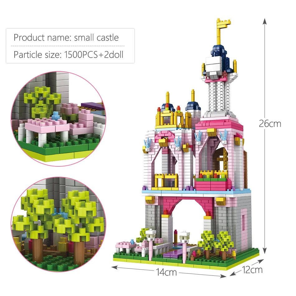 Brinquedos para Crianças Conto de Fadas Blocos de Construção Amigos Castelo Jardim Mini Tijolos Princesa 3d Modelo Faça Você Mesmo Diamante 1500 Pçs 4 High Quality Brinquedos e hobbies