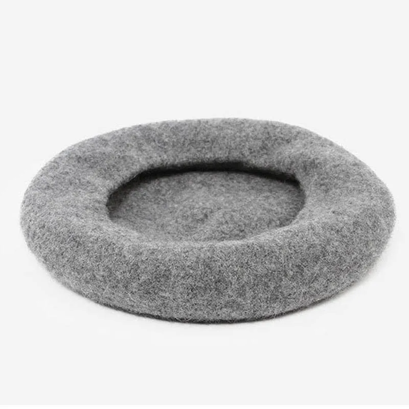 Beret Hat Kids Pure Wool Fashion British Style Solid Color Winter Hats For Boys Girls