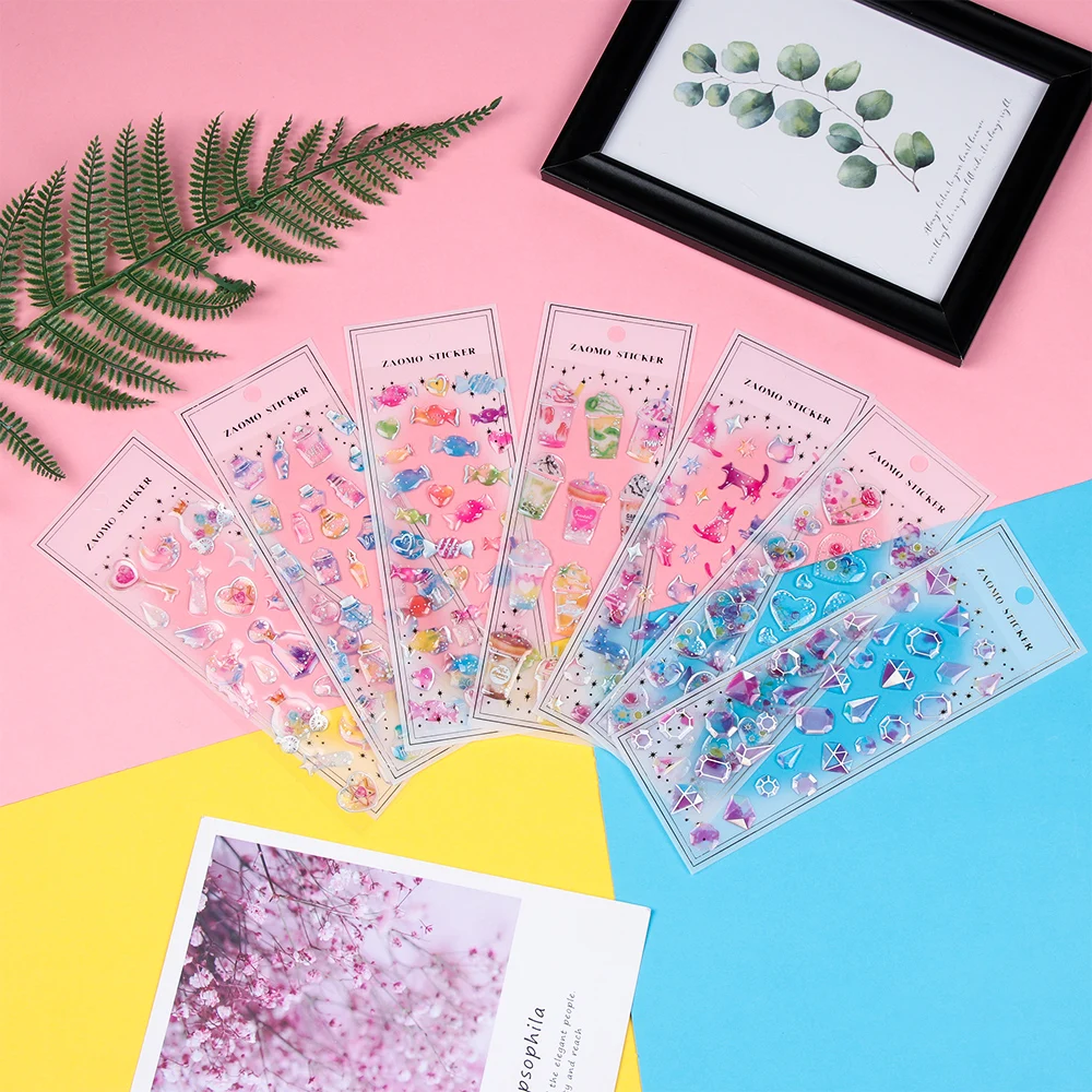 

Colorful Crystal Diamond Label Stickers Set Decorative Stationery Craft Decal Scrapbooking DIY Diary Album Label School Supplies
