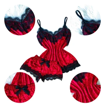 

1 SET Sexy Lingerie Set Velvet Sleepwear Women's Pajama Set Sexy Temptation Babydoll Nightwear Cute Cami Top and Shorts