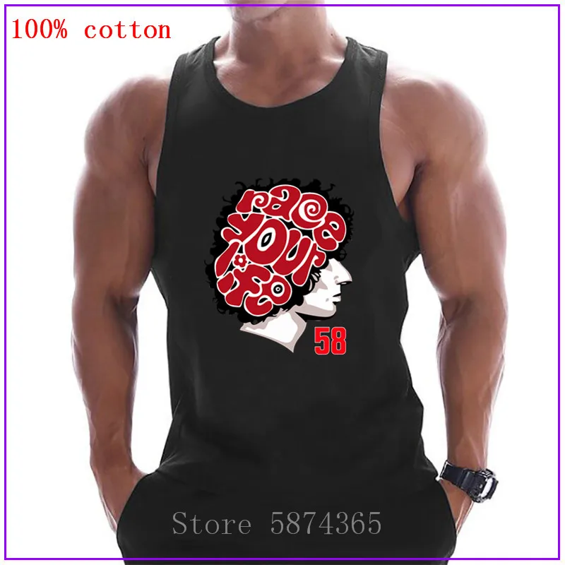 race your life super sic 58 Tank Tops Beach Fashion Gyms Top Men Cotton Sleeveless Summer Undershirt Brand Vest Male | Мужская одежда